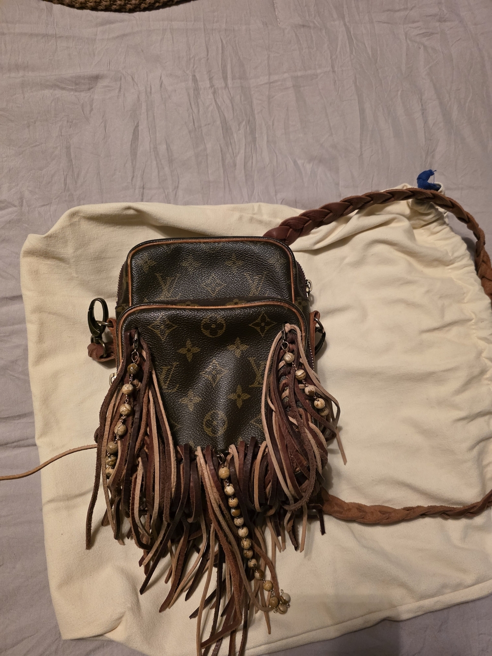 Louis Vuitton Brown Monogram Fringe Crossbody with Braided Strap